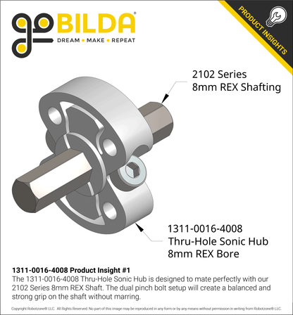 1311 Series Thru-Hole Sonic Hub (8mm REX™ Bore)