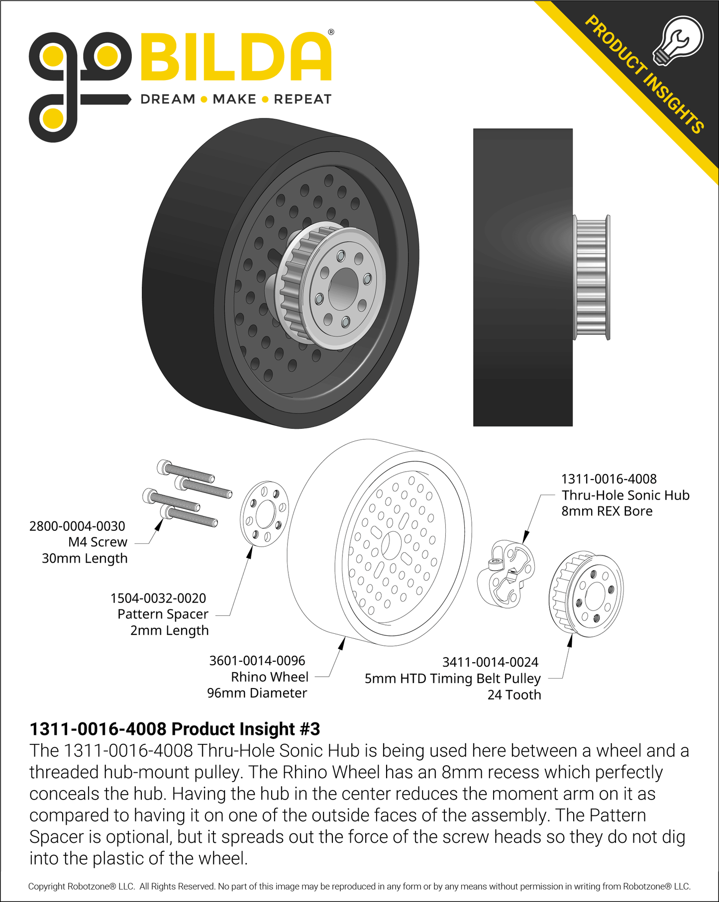 1311 Series Thru-Hole Sonic Hub (8mm REX™ Bore)