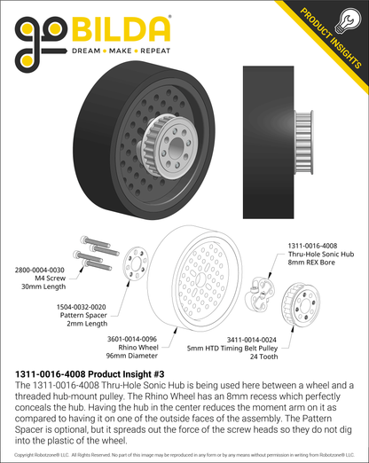 1311 Series Thru-Hole Sonic Hub (8mm REX™ Bore)