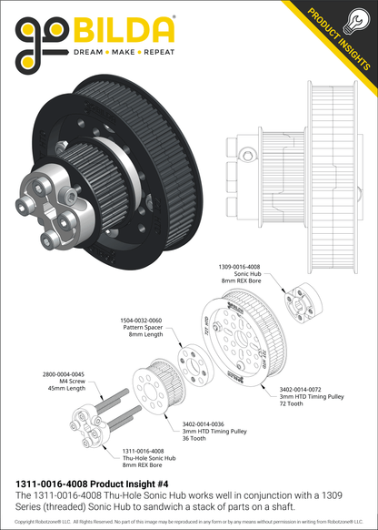 1311 Series Thru-Hole Sonic Hub (8mm REX™ Bore)