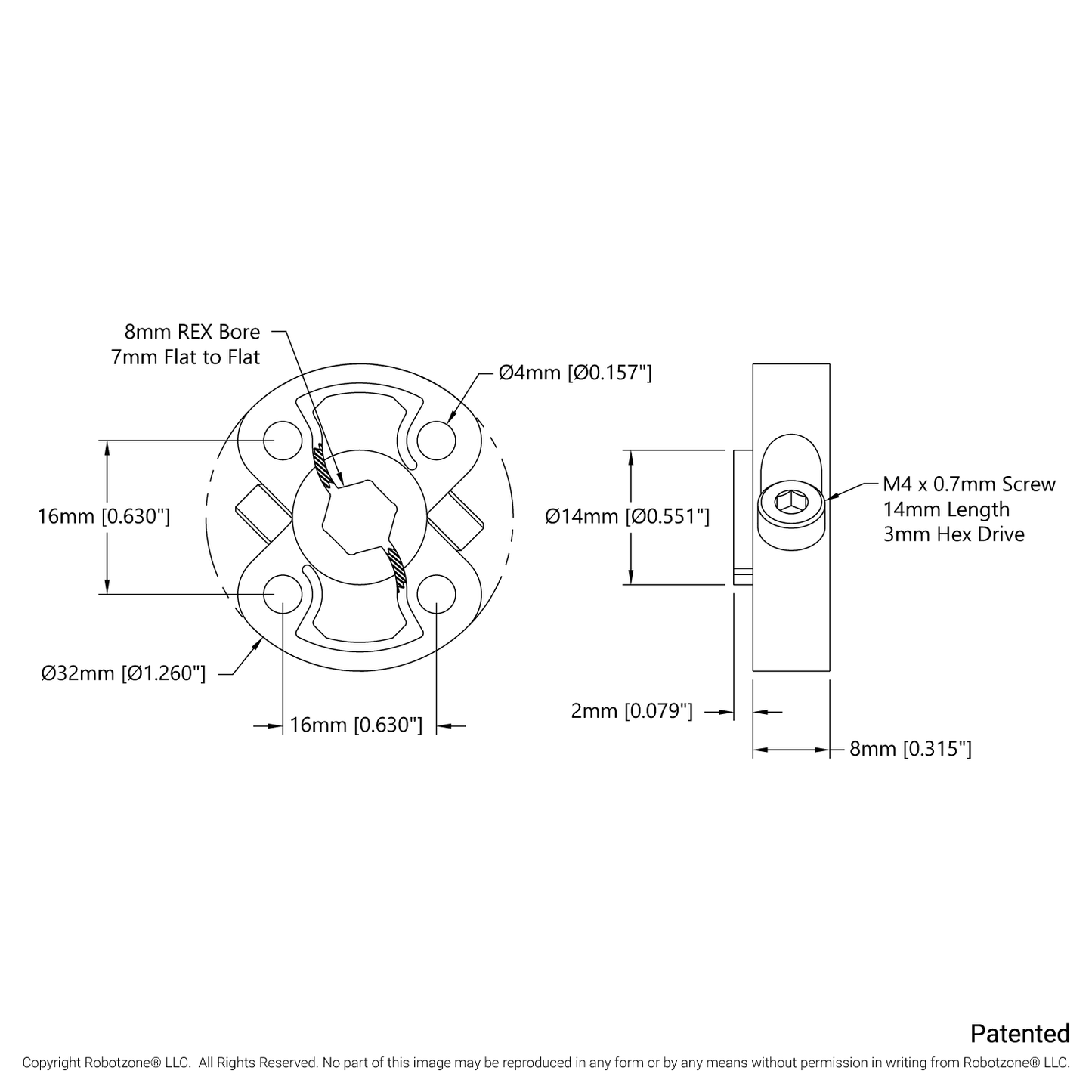 1311 Series Thru-Hole Sonic Hub (8mm REX™ Bore)