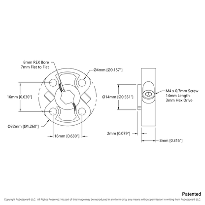 1311 Series Thru-Hole Sonic Hub (8mm REX™ Bore)