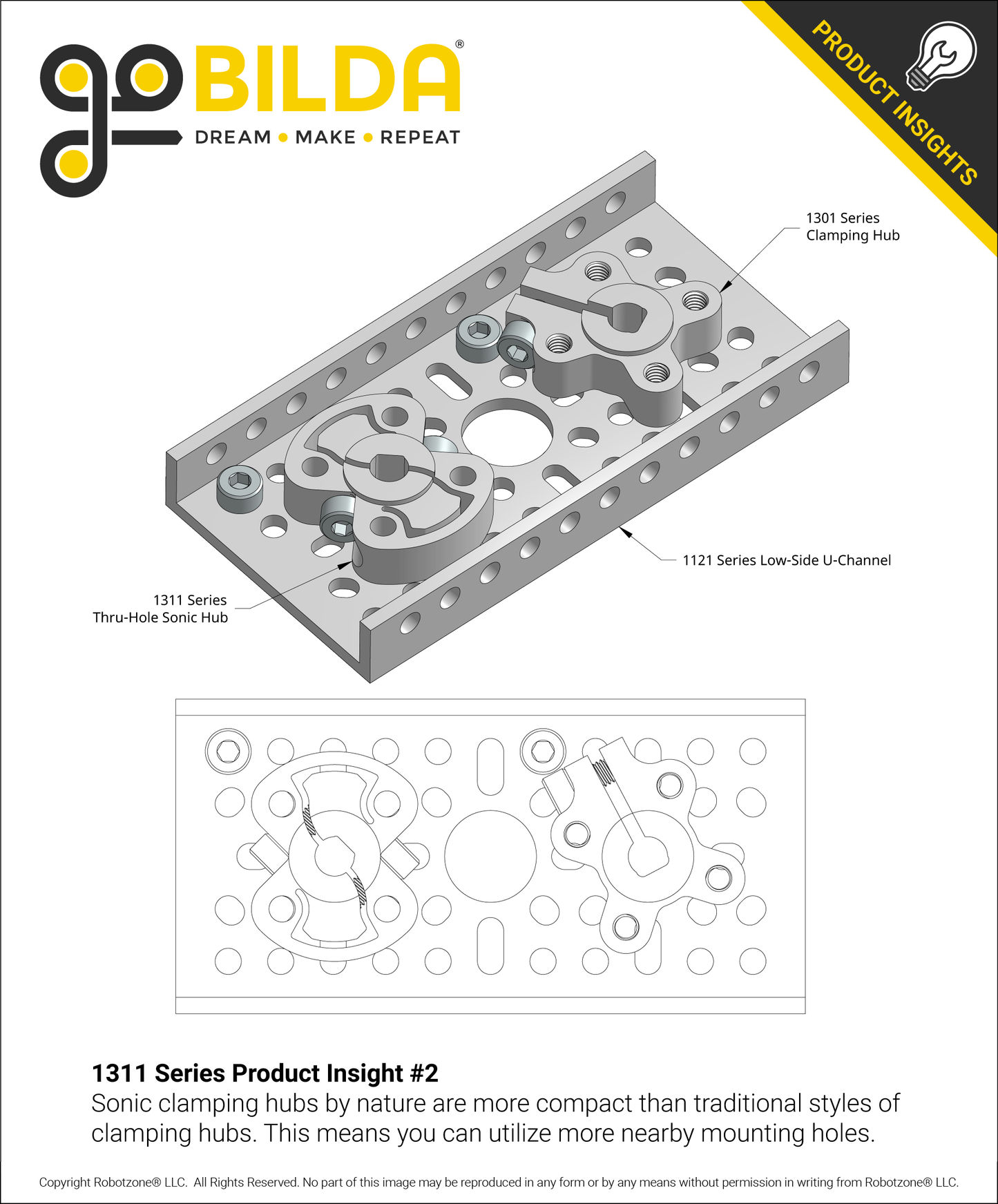 1311 Series Thru-Hole Sonic Hub (6mm D-Bore)