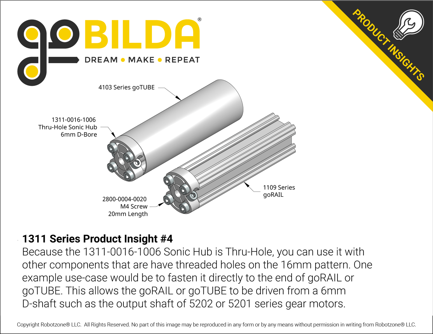 1311 Series Thru-Hole Sonic Hub (6mm D-Bore)