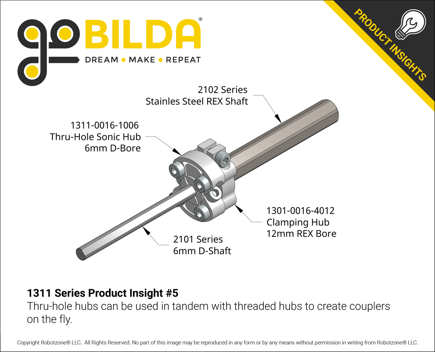 1311 Series Thru-Hole Sonic Hub (6mm D-Bore)