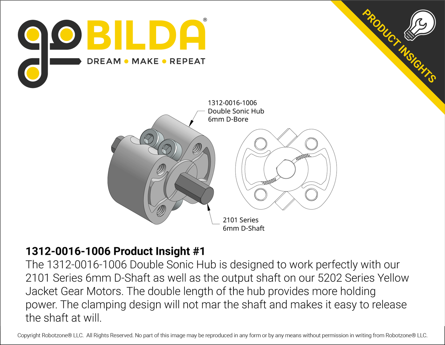 1312 Series Double Sonic Hub (6mm D-Bore)