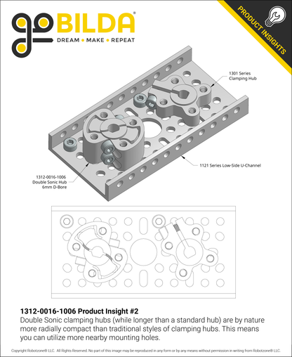 1312 Series Double Sonic Hub (6mm D-Bore)