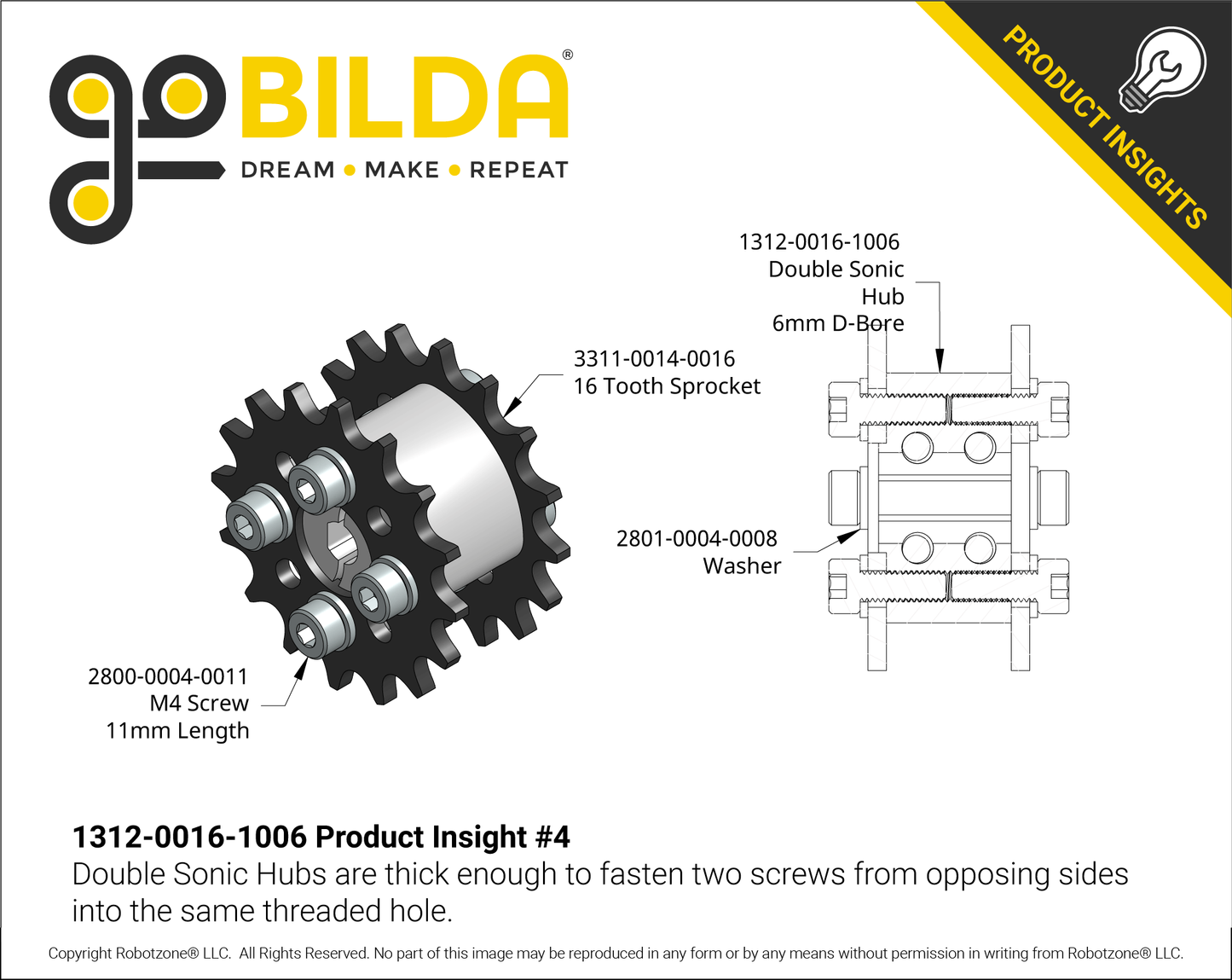 1312 Series Double Sonic Hub (6mm D-Bore)