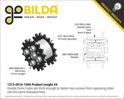 1312 Series Double Sonic Hub (6mm D-Bore)