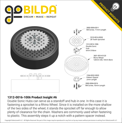 1312 Series Double Sonic Hub (6mm D-Bore)