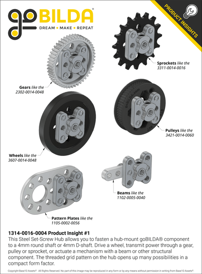 1314 Series Steel Set-Screw Hub (4mm Bore)