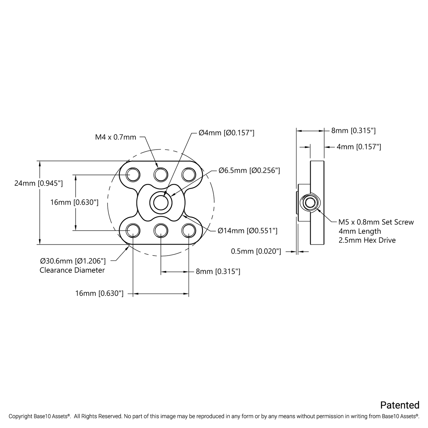 1314 Series Steel Set-Screw Hub (4mm Bore)