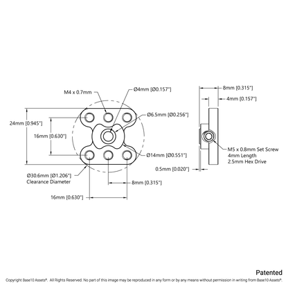 1314 Series Steel Set-Screw Hub (4mm Bore)