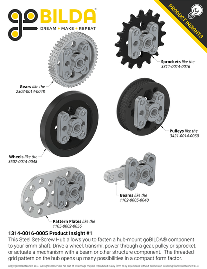 1314 Series Steel Set-Screw Hub (5mm Bore)