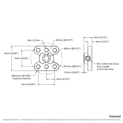 1314 Series Steel Set-Screw Hub (5mm Bore)