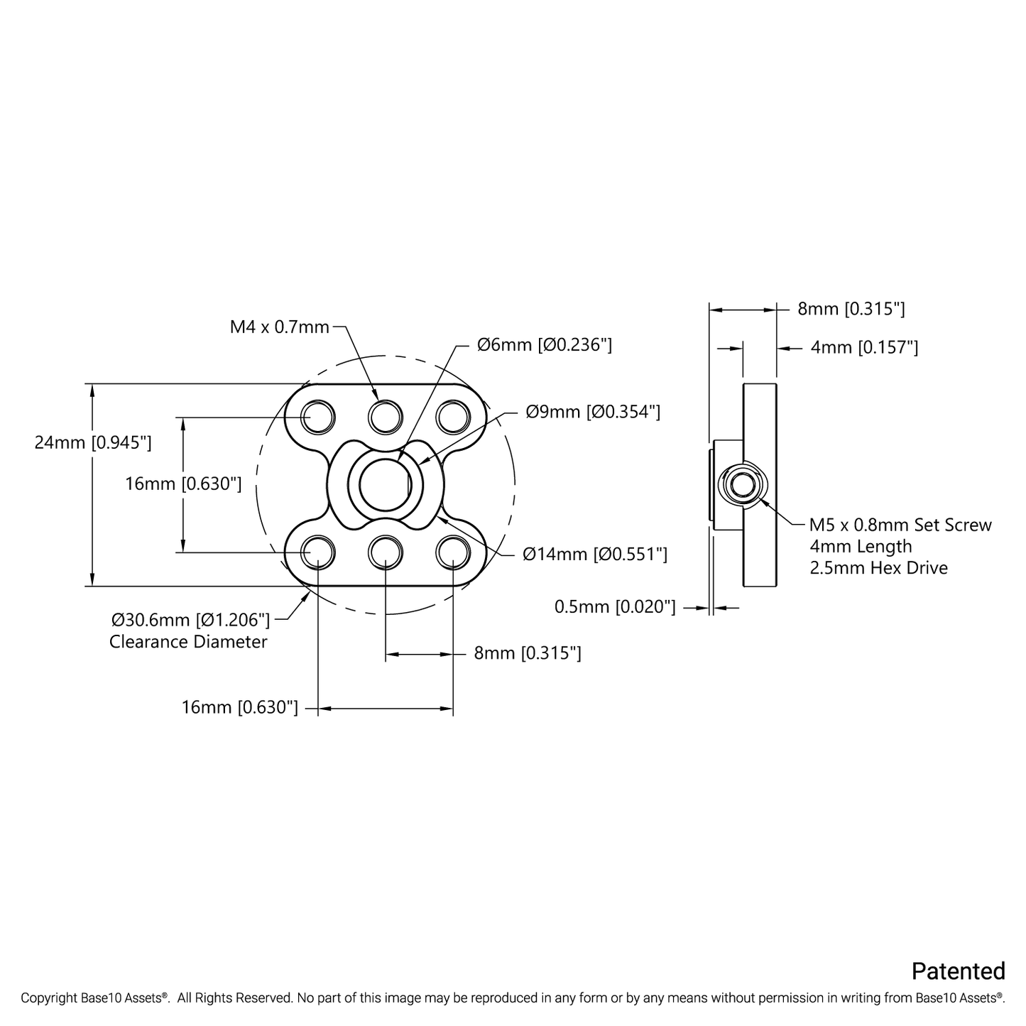 1314 Series Steel Set-Screw Hub (6mm Bore)