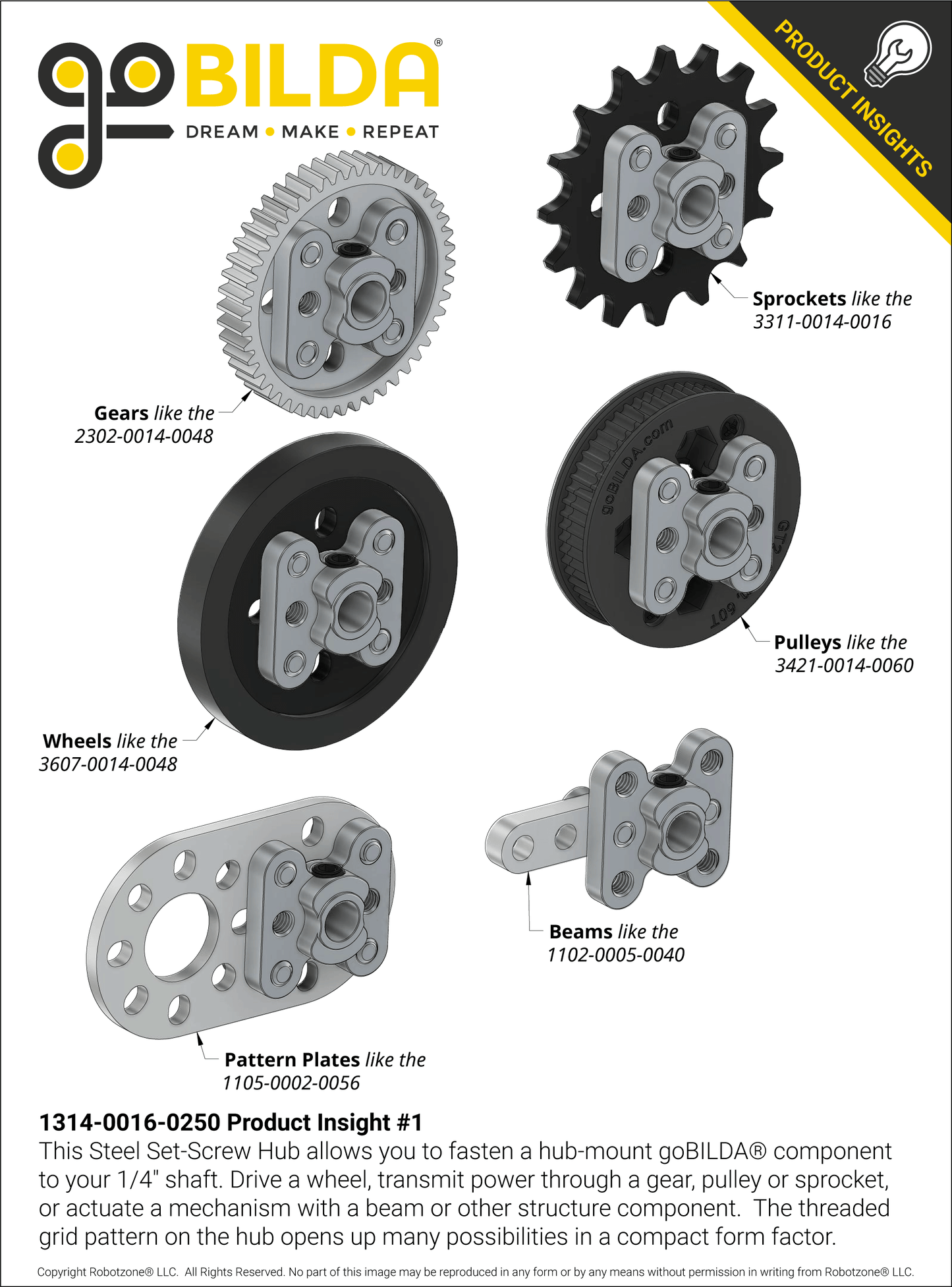 1314 Series Steel Set-Screw Hub (1/4" Bore)