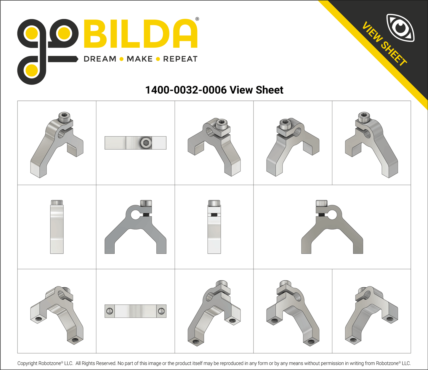 1400 Series 1-Side, 2-Post Clamping Mount (6mm Bore)