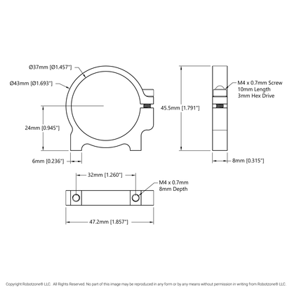 1400 Series 1-Side, 2-Post Clamping Mount (37mm Bore)