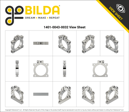 1401 Series 2-Side, 2-Post Clamping Mount (43mm Width, 32mm Bore)