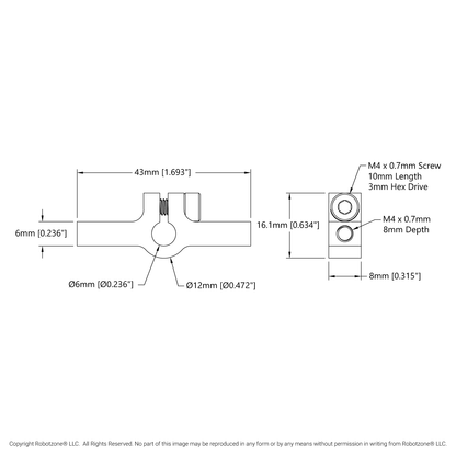 1402 Series 2-Side, 1-Post Clamping Mount (43mm Width, 6mm Bore)