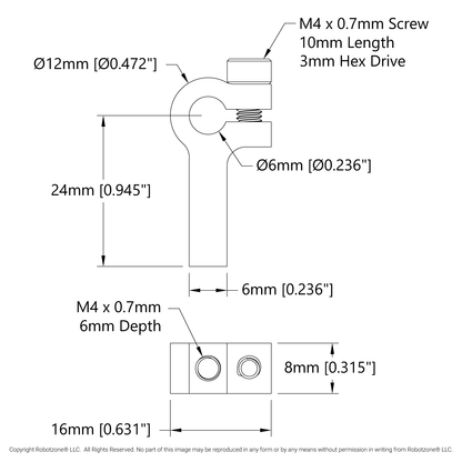 1403 Series 1-Side, 1-Post Clamping Mount (6mm Bore)