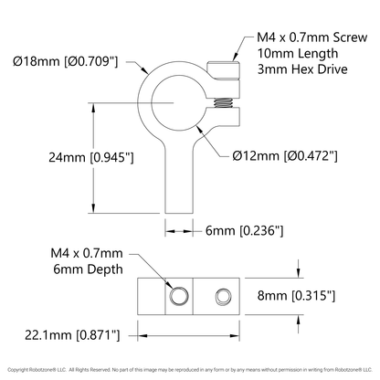 1403 Series 1-Side, 1-Post Clamping Mount (12mm Bore)