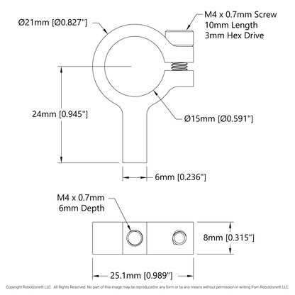 1403 Series 1-Side, 1-Post Clamping Mount (15mm Bore)