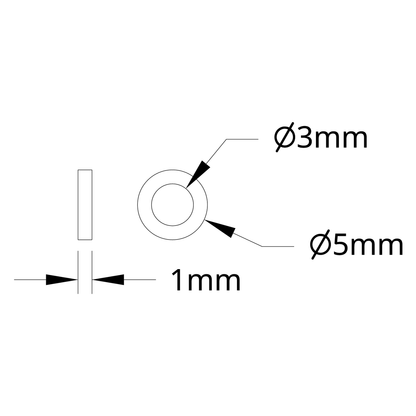 1500 Series Plastic Spacer (3mm ID x 5mm OD, 1mm Thickness) - 12 Pack