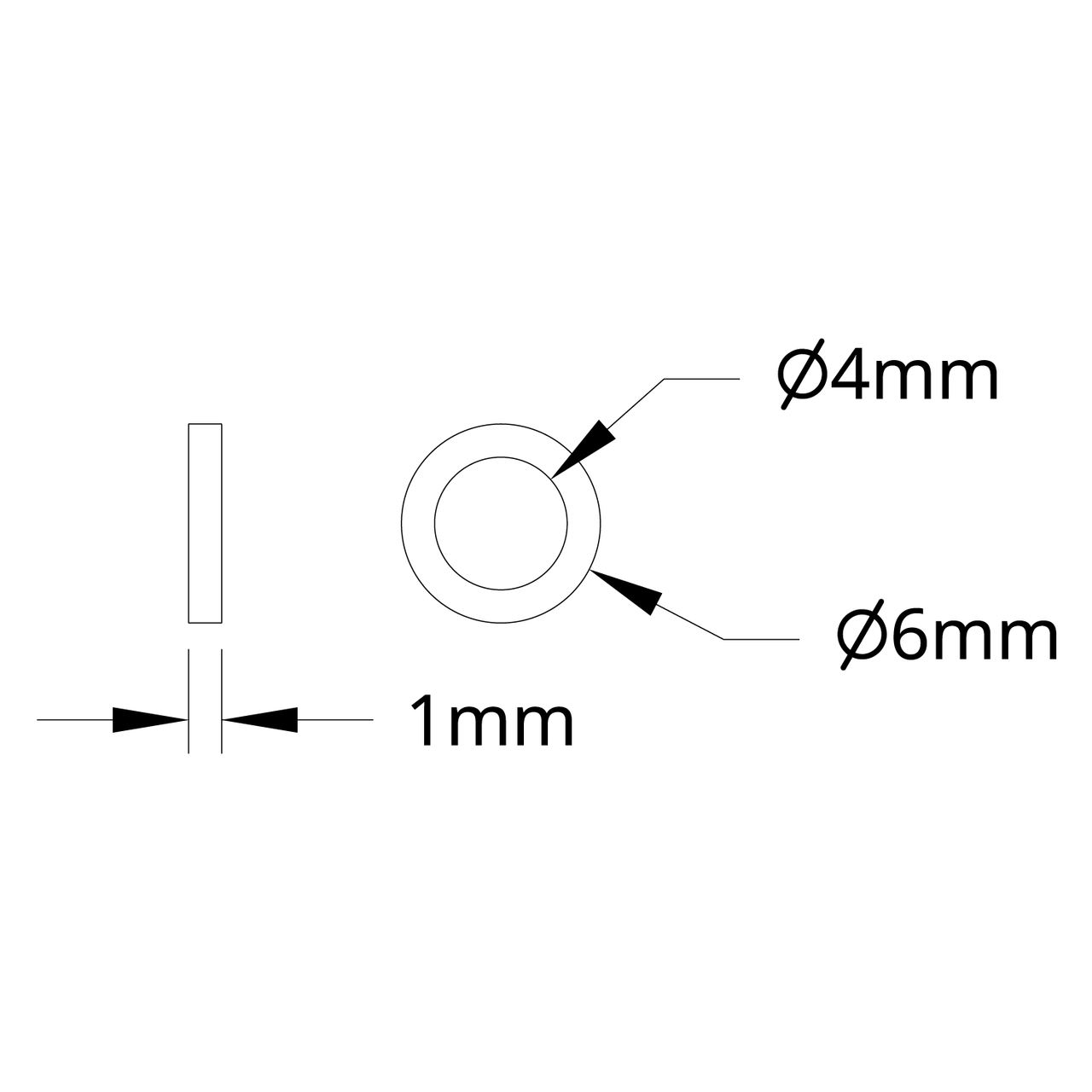 1500 Series Plastic Spacer (4mm ID x 6mm OD, 1mm Thickness) - 12 Pack