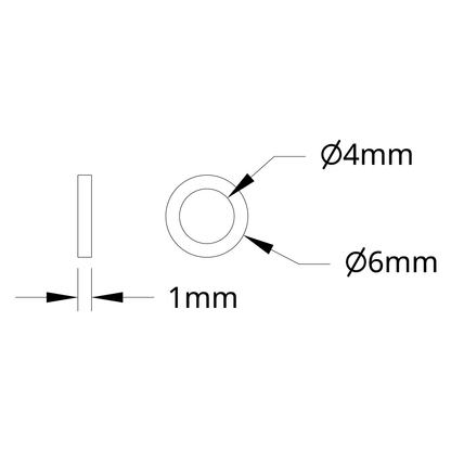 1500 Series Plastic Spacer (4mm ID x 6mm OD, 1mm Thickness) - 12 Pack