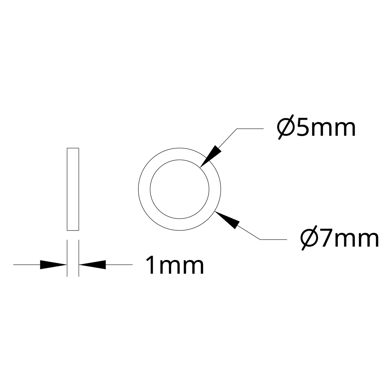 1500 Series Plastic Spacer (5mm ID x 7mm OD, 1mm Thickness) - 12 Pack