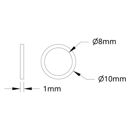 1500 Series Plastic Spacer (8mm ID x 10mm OD, 1mm Thickness) - 12 Pack