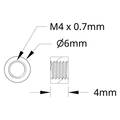 1501 Series M4 x 0.7mm Standoff (6mm OD, 4mm Length) - 4 Pack