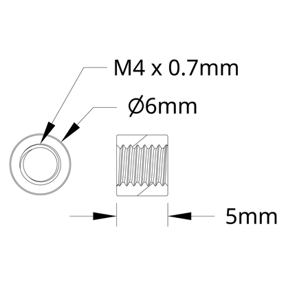 1501 Series M4 x 0.7mm Standoff (6mm OD, 5mm Length) - 4 Pack