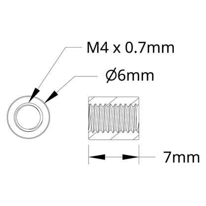 1501 Series M4 x 0.7mm Standoff (6mm OD, 7mm Length) - 4 Pack