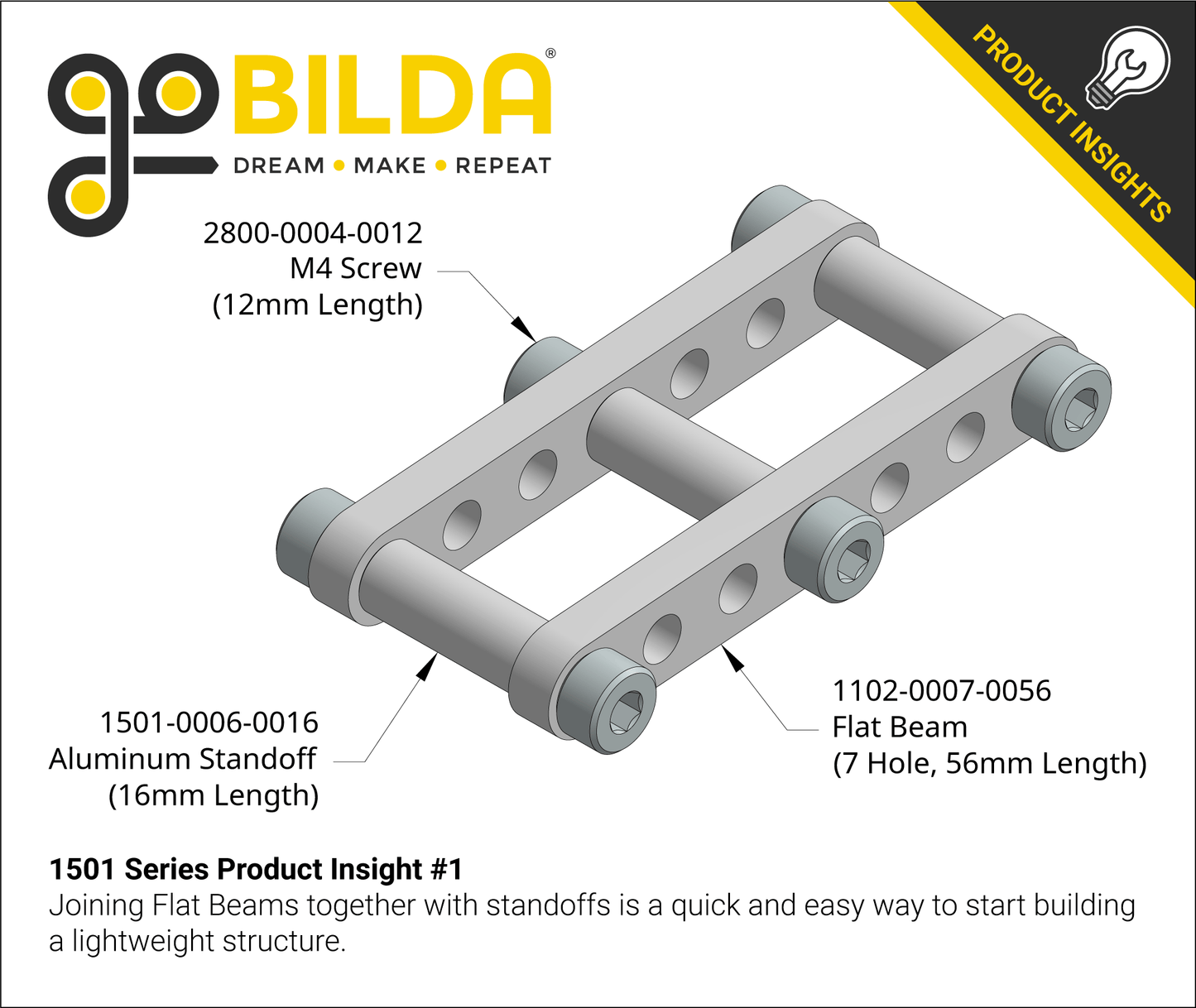 1501 Series M4 x 0.7mm Standoff (6mm OD, 27mm Length) - 4 Pack