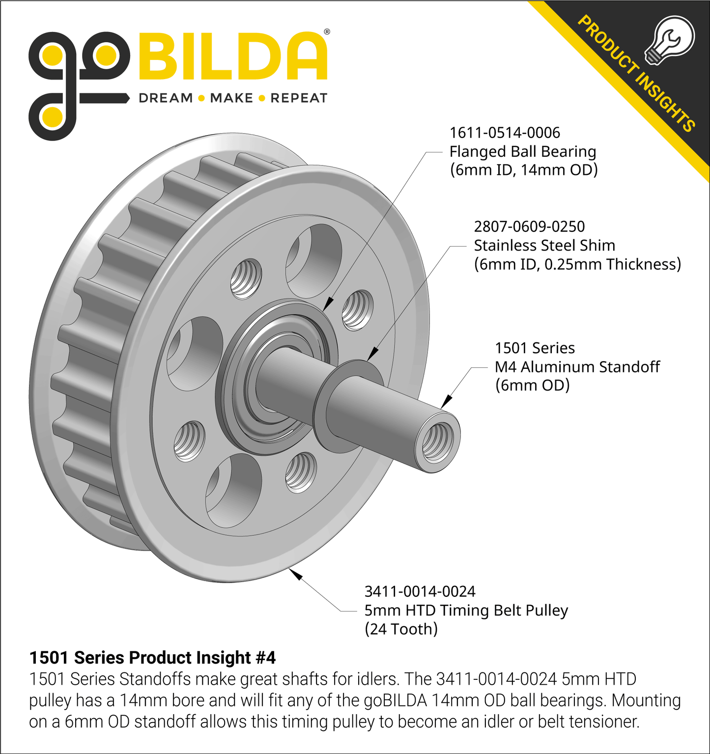 1501 Series M4 x 0.7mm Standoff (6mm OD, 26mm Length) - 4 Pack