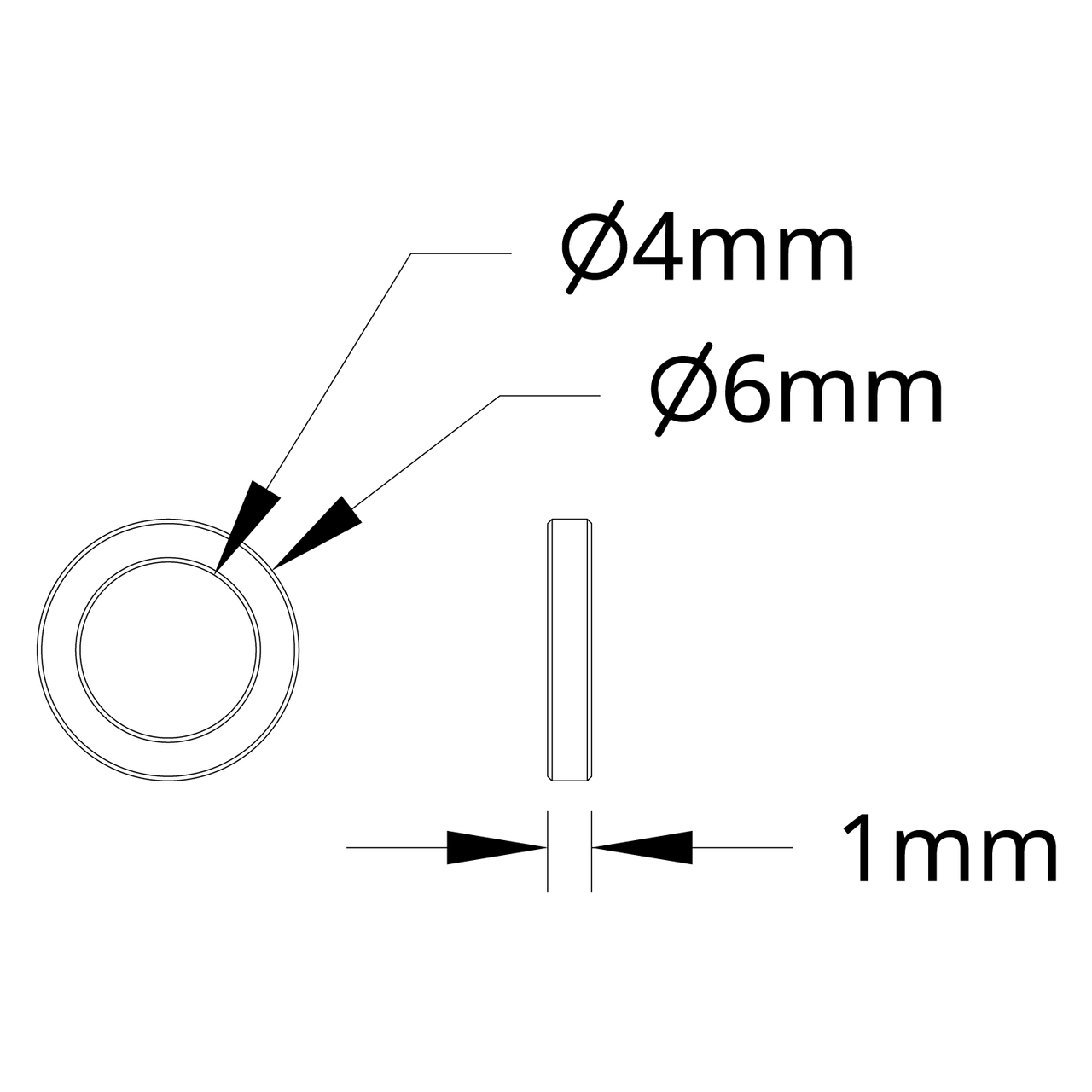 1502 Series 4mm ID Spacer (6mm OD, 1mm Length) - 4 Pack