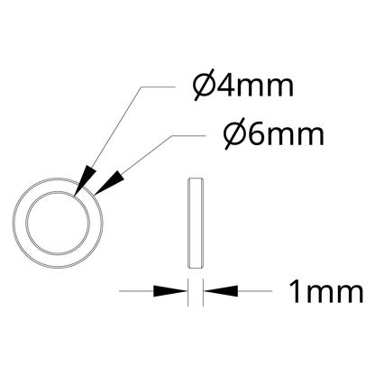 1502 Series 4mm ID Spacer (6mm OD, 1mm Length) - 4 Pack