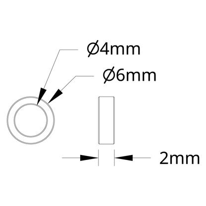 1502 Series 4mm ID Spacer (6mm OD, 2mm Length) - 4 Pack