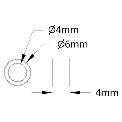 1502 Series 4mm ID Spacer (6mm OD, 4mm Length) - 4 Pack