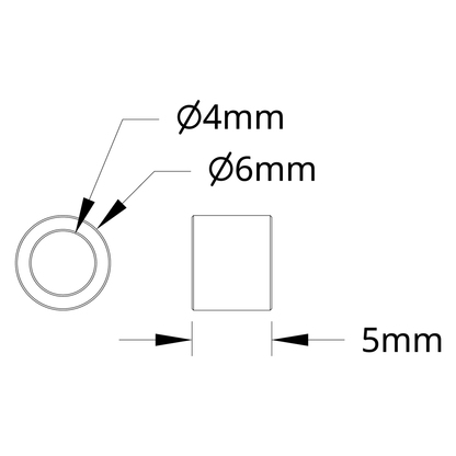 1502 Series 4mm ID Spacer (6mm OD, 5mm Length) - 4 Pack