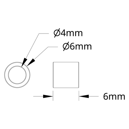 1502 Series 4mm ID Spacer (6mm OD, 6mm Length) - 4 Pack