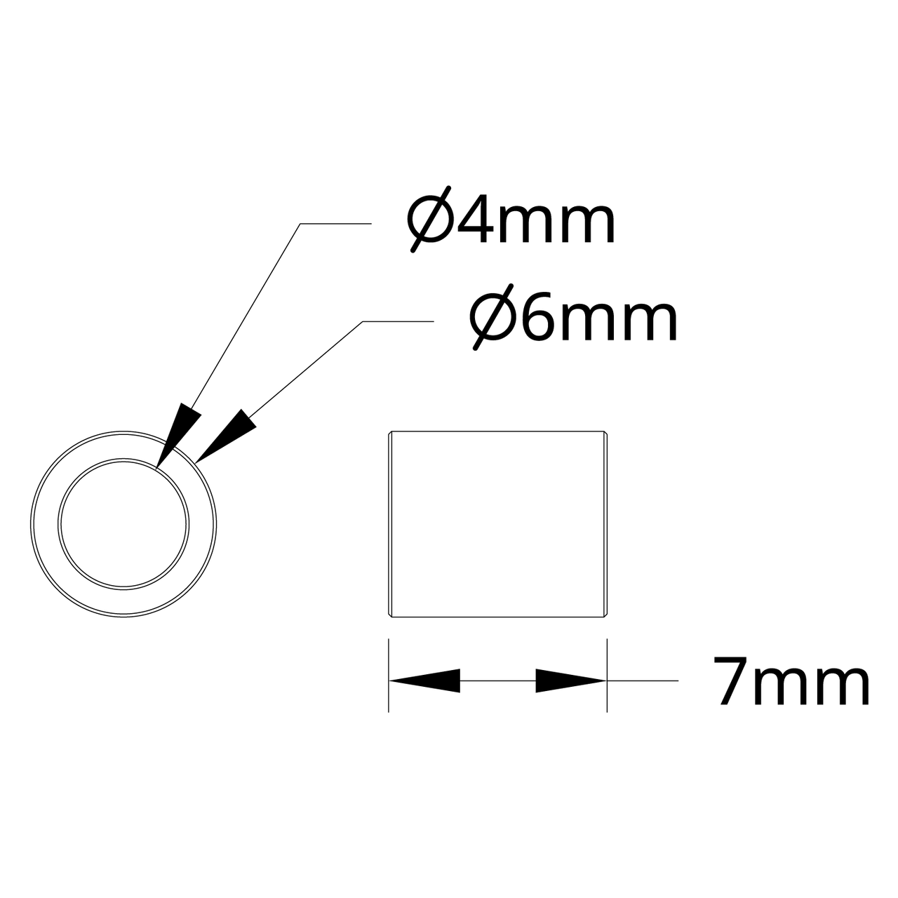 1502 Series 4mm ID Spacer (6mm OD, 7mm Length) - 4 Pack