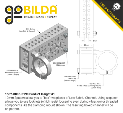 1502 Series 4mm ID Spacer (6mm OD, 19mm Length) - 4 Pack