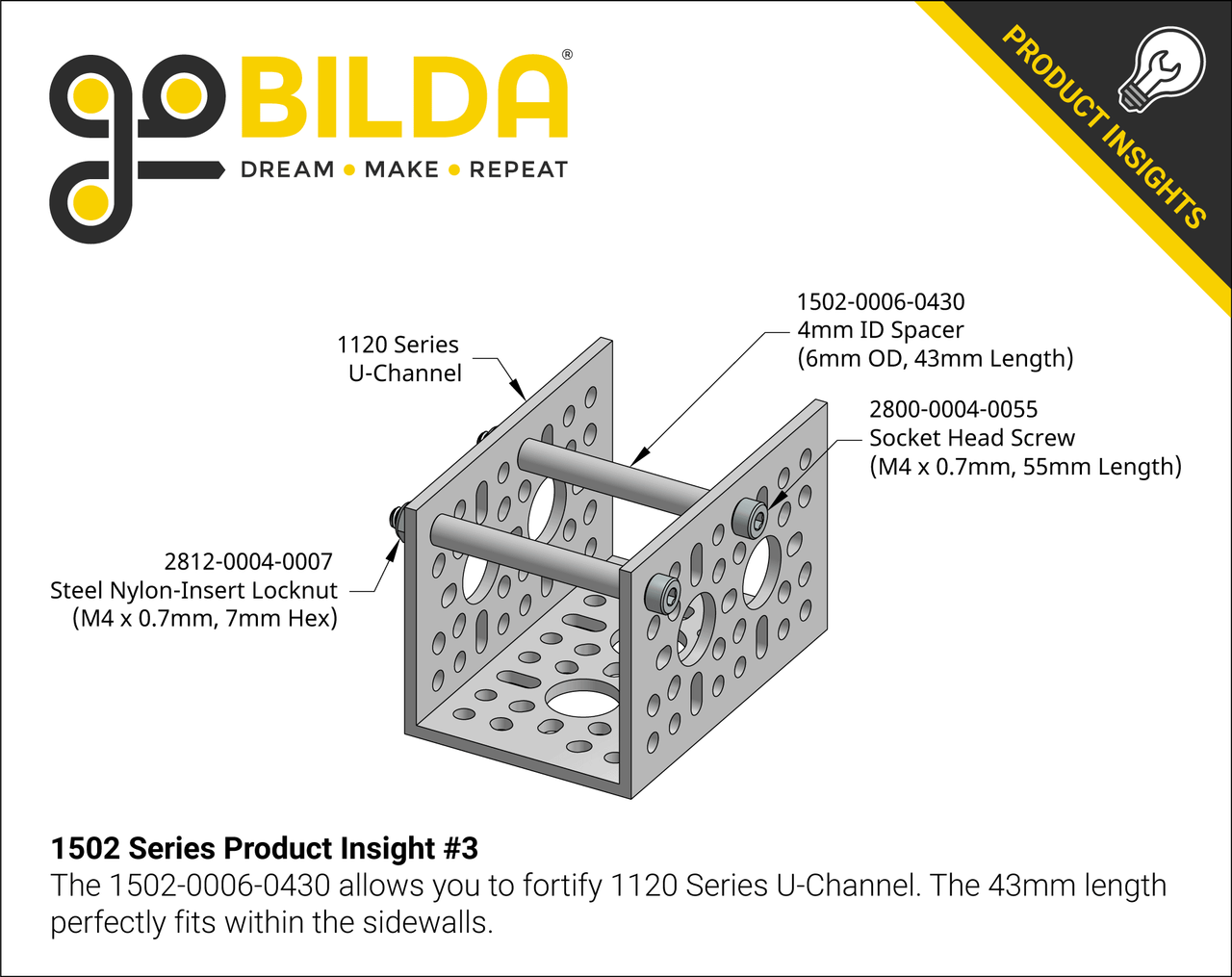 1502 Series 4mm ID Spacer (6mm OD, 43mm Length) - 4 Pack