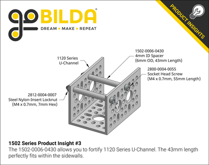 1502 Series 4mm ID Spacer (6mm OD, 43mm Length) - 4 Pack