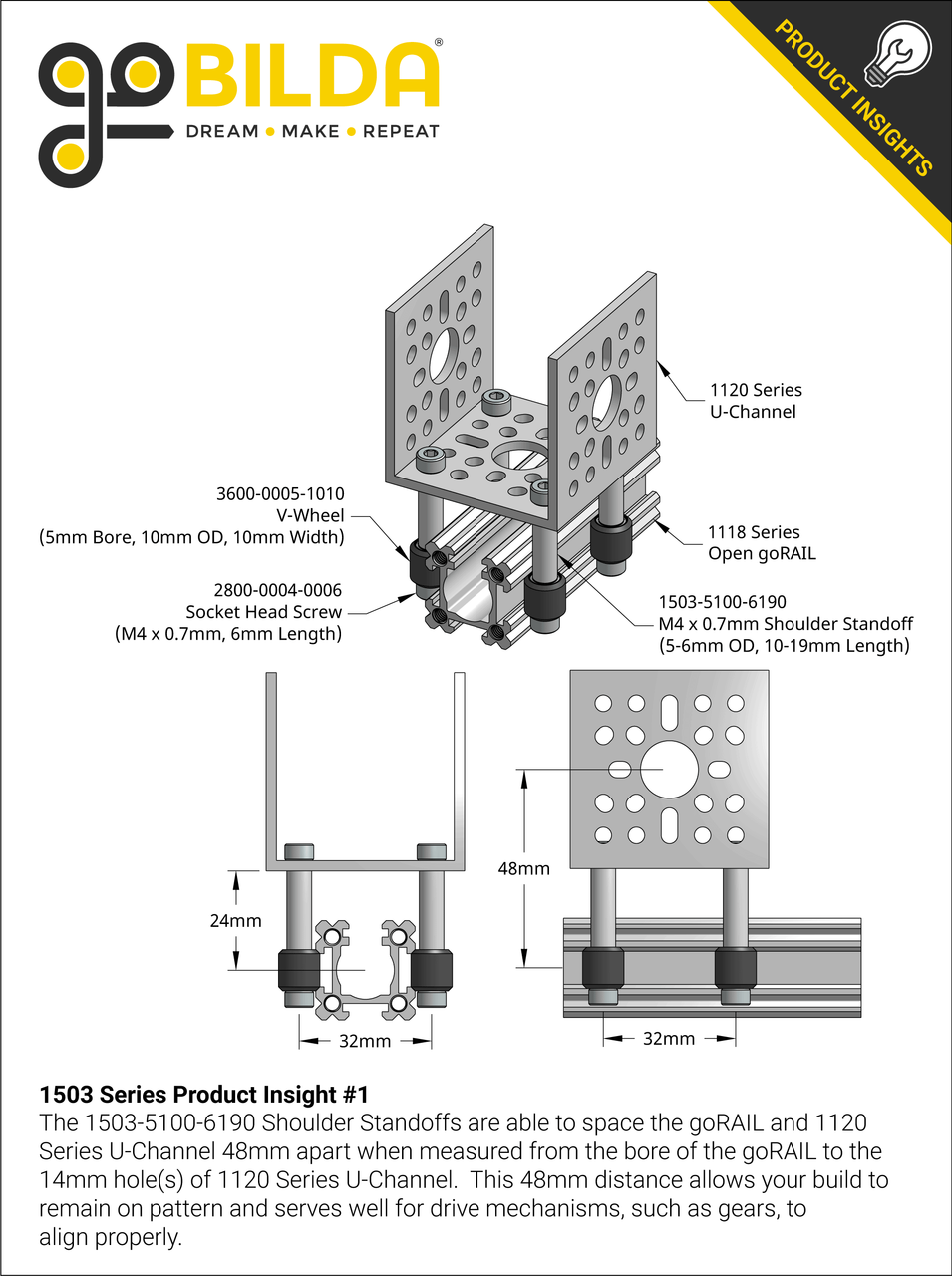 1503 Series M4 x 0.7mm Shoulder Standoff (5-6mm OD, 10-19mm Length) - 4 Pack