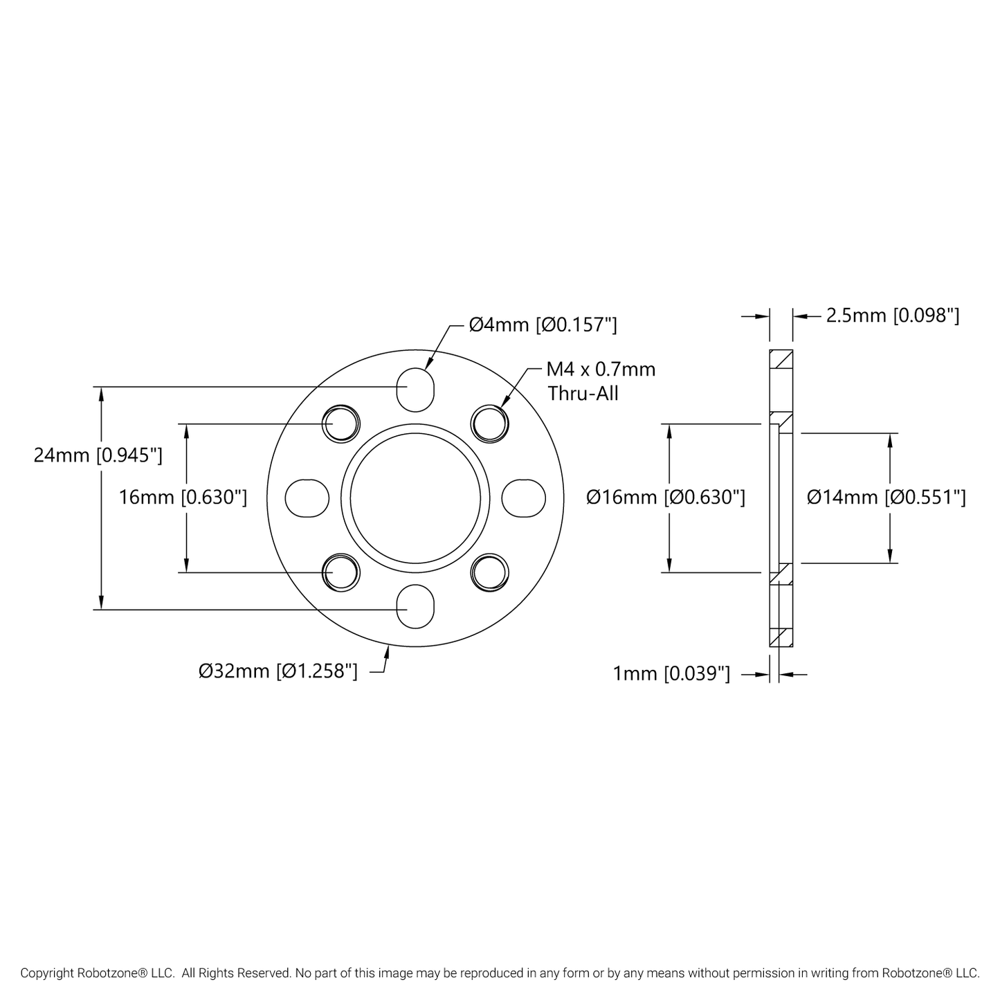 1504 Series 32mm OD Pattern Spacer (2.5mm Length)